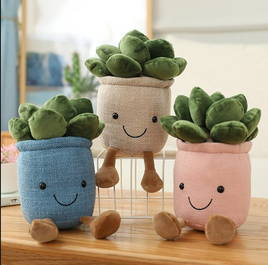 Plush potted succulent, Stuffed Animal, plant lover gift, Happy Cactus