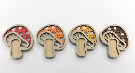 Handmade Mushroom Wood Refrigerator Magnet Laser Cut & hand painted - 4 color options - Sprouting Expressions