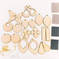 DIY Earring Making Kit, wooden blanks for sublimation earrings and paint pour art, earring components included