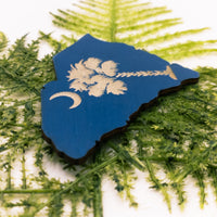 Refrigerator Magnet, South Carolina Emblem, Palmetto and Moon, Handmade wood Laser Cut & engraved- SC Beach Gift