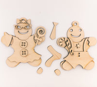 DIY Gingerbread Man Ornament Kit, Painting Craft kit, Wooden Christmas Ornament Craft