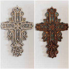 Layered wooden cross, 4 layer crucifix, wood wall decor, Christian wall art, Mandala wall hanging