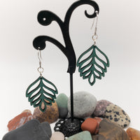 Wooden Leaf earrings with Stainless Steel Fish hooks Laser Cut Wood Drop Dangle Earrings for the Nature Lover in Caribbean Mist