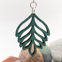 Wooden Leaf earrings with Stainless Steel Fish hooks Laser Cut Wood Drop Dangle Earrings for the Nature Lover in Caribbean Mist - Sprouting Expressions