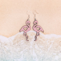 Flamingo Earrings, Dangle Earrings, Patternply Earrings, Handmade Laser Cut jewelry - Sprouting Expressions