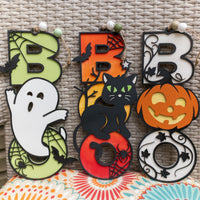 Halloween Ghost door hanger, Pumpkin sign, Boo wall sign, Autumn decoration, Halloween Decor, Fall Decor, Bats, Cobwebs