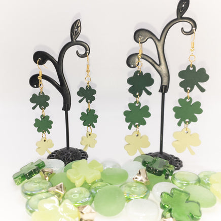 St. Patrick's Day Handmade Laser Cut earrings Green Shamrocks - Irish Green - Sprouting Expressions