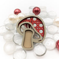 Handmade Mushroom Wood Refrigerator Magnet Laser Cut & hand painted - 4 color options - Sprouting Expressions
