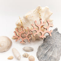 Handmade Laser Cut jewelry - earrings wood & stainless steel - Ocean Sea Coral - Sprouting Expressions