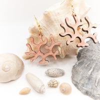 Handmade Laser Cut jewelry - earrings wood & stainless steel - Ocean Sea Coral - Sprouting Expressions