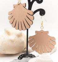 Handmade Laser Cut jewelry - Dangle earrings wood - Ocean Beach Sea Shell - Sprouting Expressions