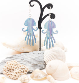 Jellyfish - Wood Dangle earrings - Handmade Lightweight Laser Cut jewelry  - Ocean Beach Sea - Sprouting Expressions