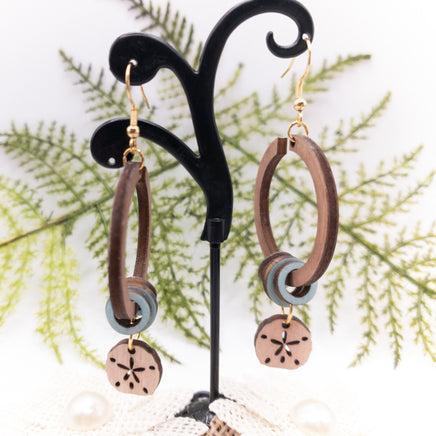 Handmade Laser Cut dangle hoop earrings wood with Interchangeable charms - Sprouting Expressions