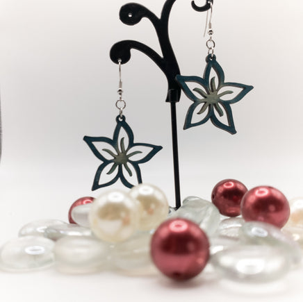 Flower Handmade Laser Cut drop earrings Floral design with stainless steel