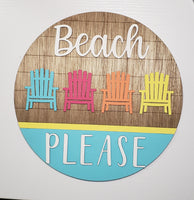 Beach Shiplap Sign - Handmade Wooden layered sign with Adirondack Chairs - Coastal Colors - Sprouting Expressions