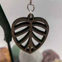 Leaf Design Nature Lover - Laser Cut Walnut Wood Drop Dangle Earrings Silver or Gold Fishhooks - Plant Lover Gift