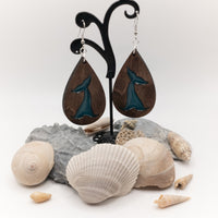 Whale Tail Teardrop 2 layer Earrings - Handmade Laser Cut dangle earrings wood and Resin Sea Ocean Lover Gift