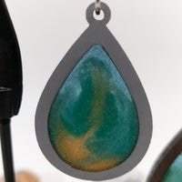 Teardrop Stained Glass -  Resin Filled Wooden Earrings - Handmade Laser Cut dangle drop earrings - Gift - Sprouting Expressions