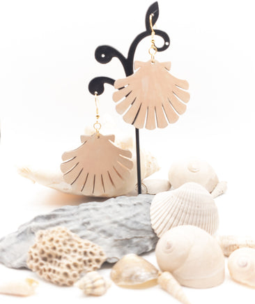 Handmade Laser Cut jewelry - Dangle earrings wood - Ocean Beach Sea Shell - Sprouting Expressions