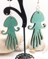 Jellyfish - Wood Dangle earrings - Handmade Lightweight Laser Cut jewelry  - Ocean Beach Sea - Sprouting Expressions