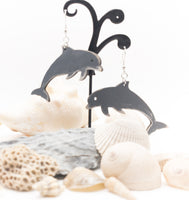 Dolphin Porpoise - Wood Dangle earrings - Handmade Laser Cut jewelry  - Ocean Beach Sea