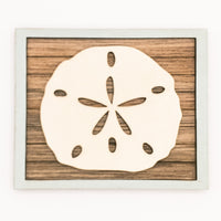 Sand Dollar, Shell or Starfish - Coastal Beach Mini Signs - Wooden Shiplap layered home decor - tier tray display or wall mount