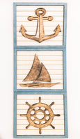 Anchor, Sailboat, Ship's Helm - Coastal Beach Mini Signs - Wooden Shiplap layered home decor - tier tray display or wall mount - Sprouting Expressions