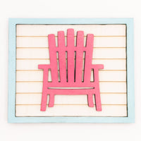 Adirondack Chairs  - Coastal Beach Mini Signs - Wooden Shiplap layered home decor - tier tray display or wall mount - Ocean Lover Gift
