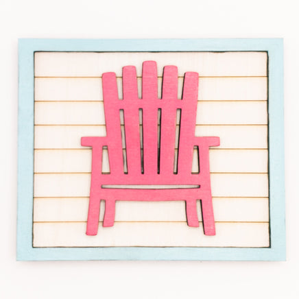 Adirondack Chairs  - Coastal Beach Mini Signs - Wooden Shiplap layered home decor - tier tray display or wall mount - Ocean Lover Gift