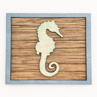 Crab, Seahorse, Fish  - Coastal Beach Mini Signs - Wooden Shiplap layered home decor - tier tray display or wall mount - Ocean Lover Gift - Sprouting Expressions