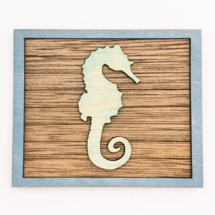 Crab, Seahorse, Fish  - Coastal Beach Mini Signs - Wooden Shiplap layered home decor - tier tray display or wall mount - Ocean Lover Gift - Sprouting Expressions