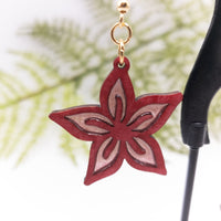 Hibiscus Flower Stained Glass Handmade Laser Cut dangle earrings wood and Resin - Sprouting Expressions