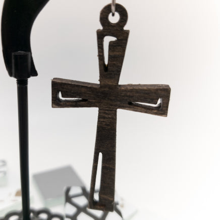 Religious Cross earrings with Stainless Steel Fish hooks Laser Cut Wood Drop Dangle Earrings - Sprouting Expressions