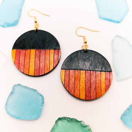 Sun And Sea Ombre collection Round Earrings - Handmade Laser Cut jewelry - Dangle earrings - Beach Lover Gift - Sprouting Expressions