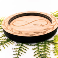 Family Infinity Wooden Trinket Tray, Ring or key dish - Cherry Wood - Laser cut and engraved - Sprouting Expressions