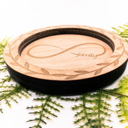 Family Infinity Wooden Trinket Tray, Ring or key dish - Cherry Wood - Laser cut and engraved - Sprouting Expressions