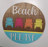 Beach Shiplap Sign - Handmade Wooden layered sign with Adirondack Chairs - Coastal Colors - Sprouting Expressions