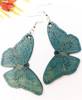 Ombre Butterfly drop earrings Handmade Laser Cut wood jewelry - Sprouting Expressions