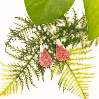 Pink Hydrangea Flower - Hand made Laser Cut wood dangle earrings - Lightweight jewelry Gift - Sprouting Expressions
