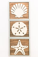 Sand Dollar, Shell or Starfish - Coastal Beach Mini Signs - Wooden Shiplap layered home decor - tier tray display or wall mount - Sprouting Expressions