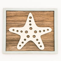 Sand Dollar, Shell or Starfish - Coastal Beach Mini Signs - Wooden Shiplap layered home decor - tier tray display or wall mount - Sprouting Expressions