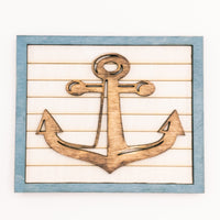 Anchor, Sailboat, Ship's Helm - Coastal Beach Mini Signs - Wooden Shiplap layered home decor - tier tray display or wall mount - Sprouting Expressions