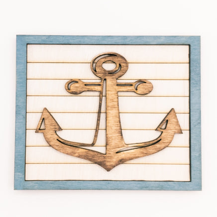 Anchor, Sailboat, Ship's Helm - Coastal Beach Mini Signs - Wooden Shiplap layered home decor - tier tray display or wall mount - Sprouting Expressions