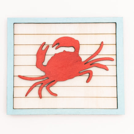 Crab, Seahorse, Horizon  - Coastal Beach Mini Signs - Wooden Shiplap layered home decor - tier tray display or wall mount - Ocean Lover Gift