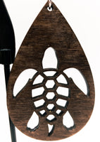 Ocean Sea Turtle Teardrop - Handmade Laser Cut jewelry - Dangle earrings White Birch wood - Sprouting Expressions