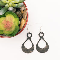 Gray Weathered wood teardrop shape earring set - Hand made Laser Cut wood dangle earrings - Lightweight jewelry Gift - Sprouting Expressions