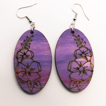 Engraved Floral drop earrings Handmade Laser Cut wood jewelry - Sprouting Expressions