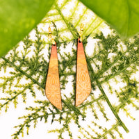 Dangle earrings, floral ombre earrings, reverse engraved - Hand made Laser Cut wood - Lightweight jewelry Gift