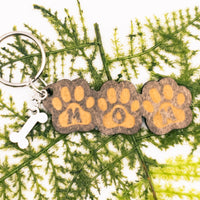 Wooden Keychain Mom Dad Pet parents gift - Fur Babies pawprints for Mother's and Father's Day