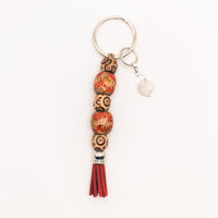 Personalized Name Keychain Gift - Engraved Tassel Keychain, Wood Beads and cute dangle